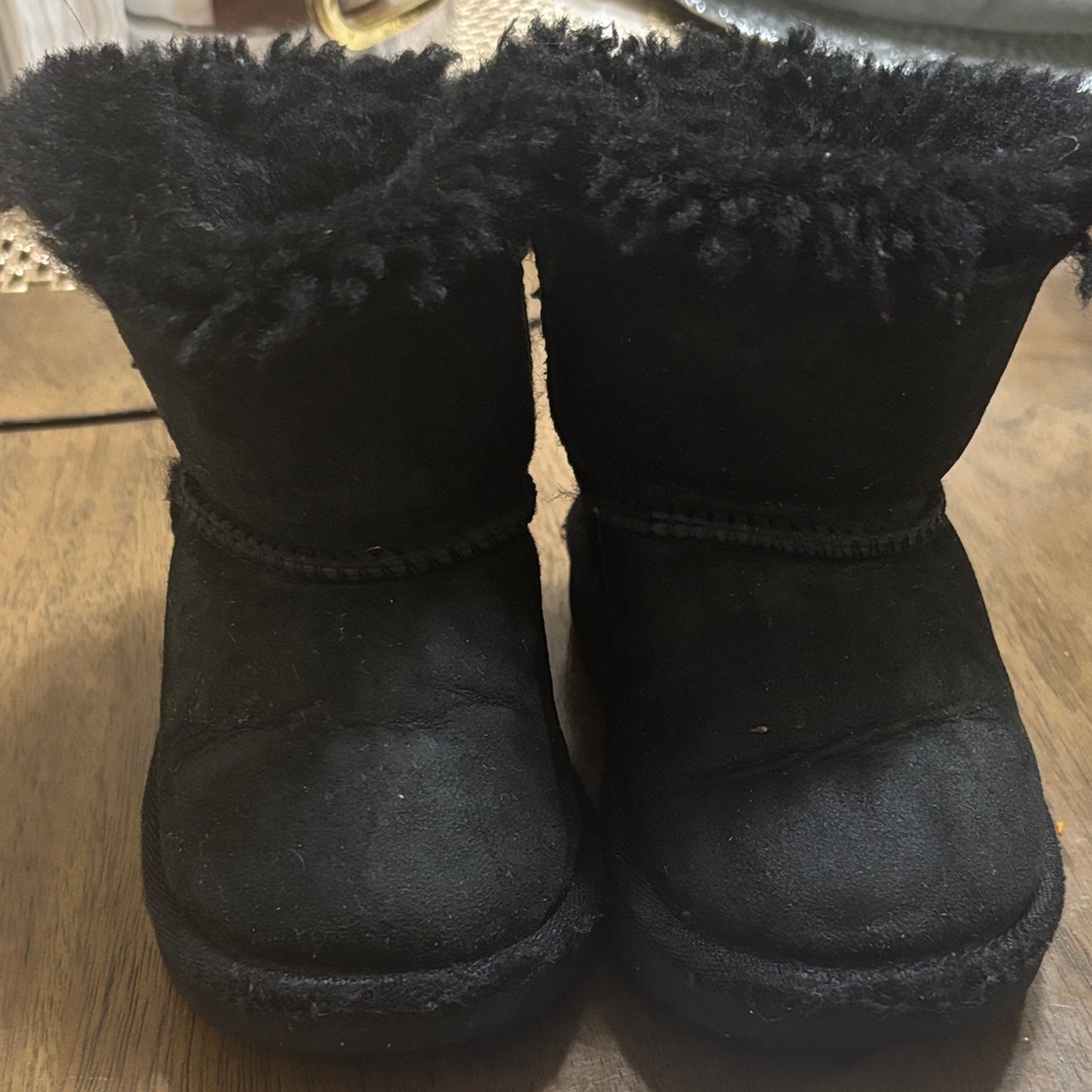 UGG Black Fuzzy Boots with Bows